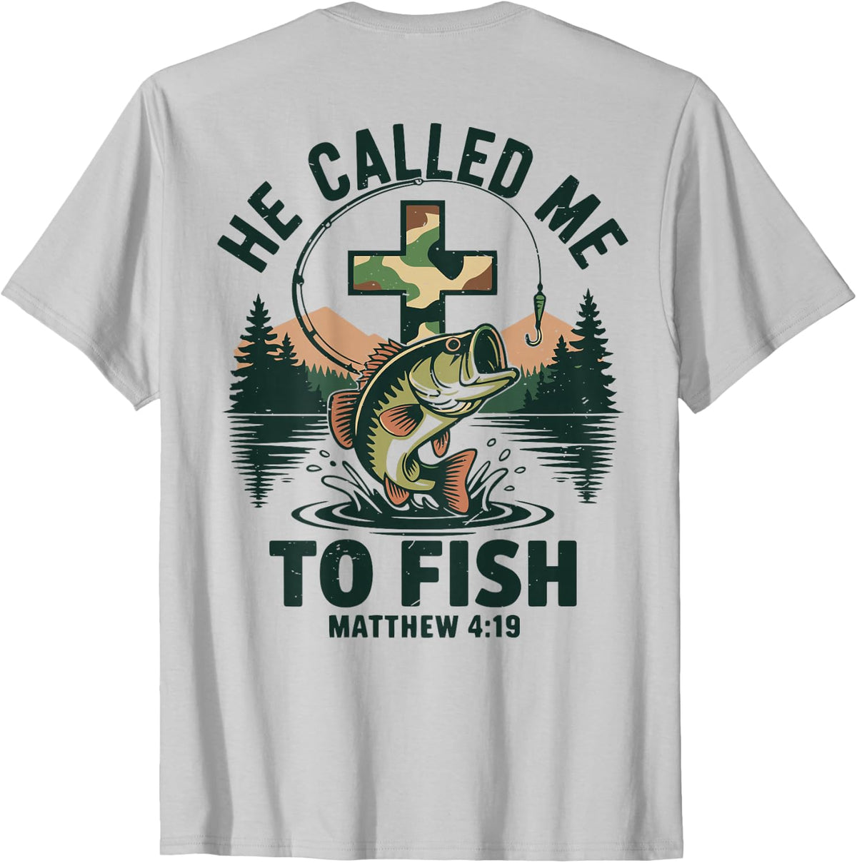Youth He Called Me to Fish Camo Bass Fishing Christian Funny T-Shirt