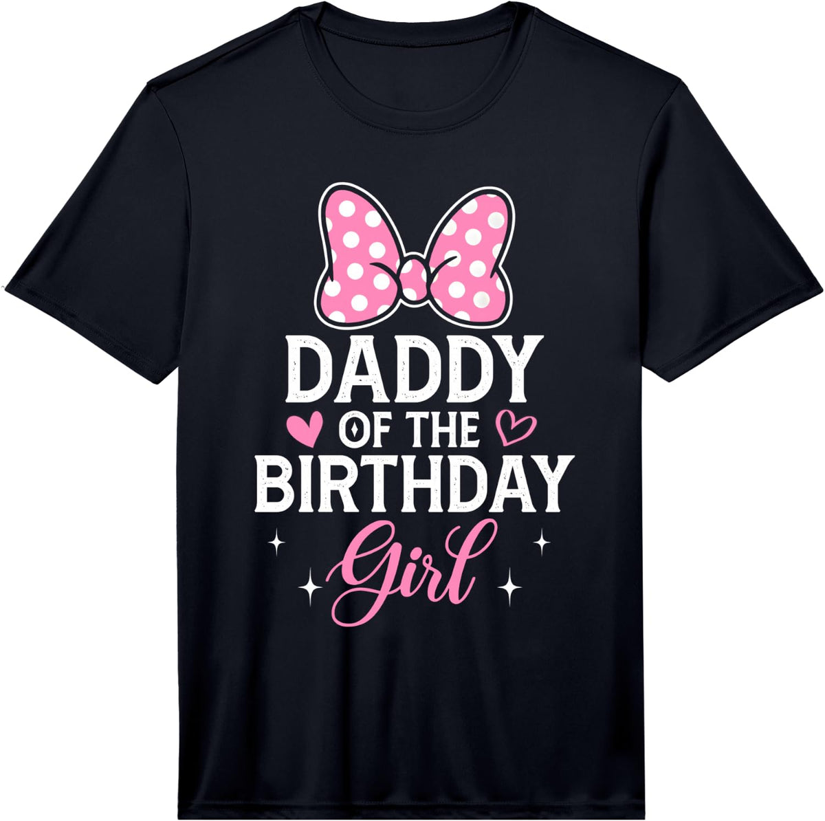 Daddy of The Birthday Girl Pink Bow Birthday Family Matching Performance T-Shirt