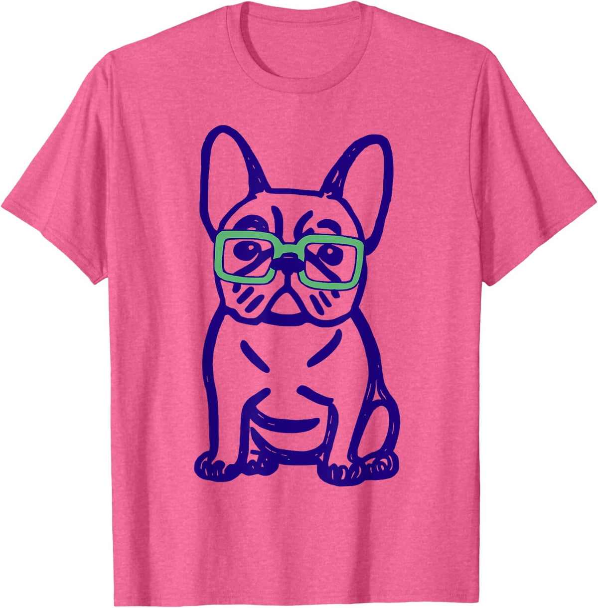 Funny French Bulldog with Glasses Pop Art Graphic Tees T Shirts for Dog Lovers