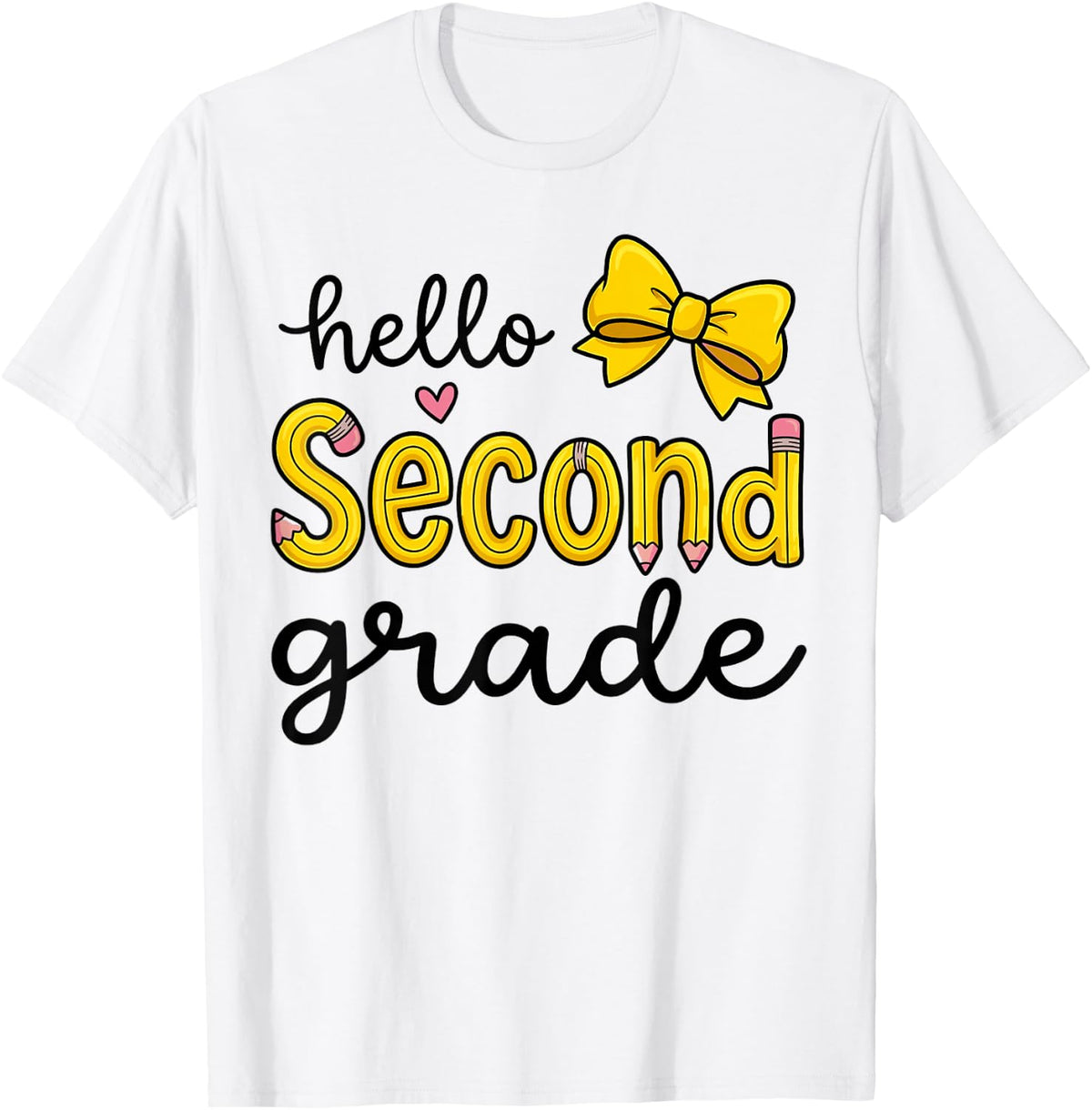 Hello Second Grade for Girls Boys Cute Back to School Pencil T-Shirt