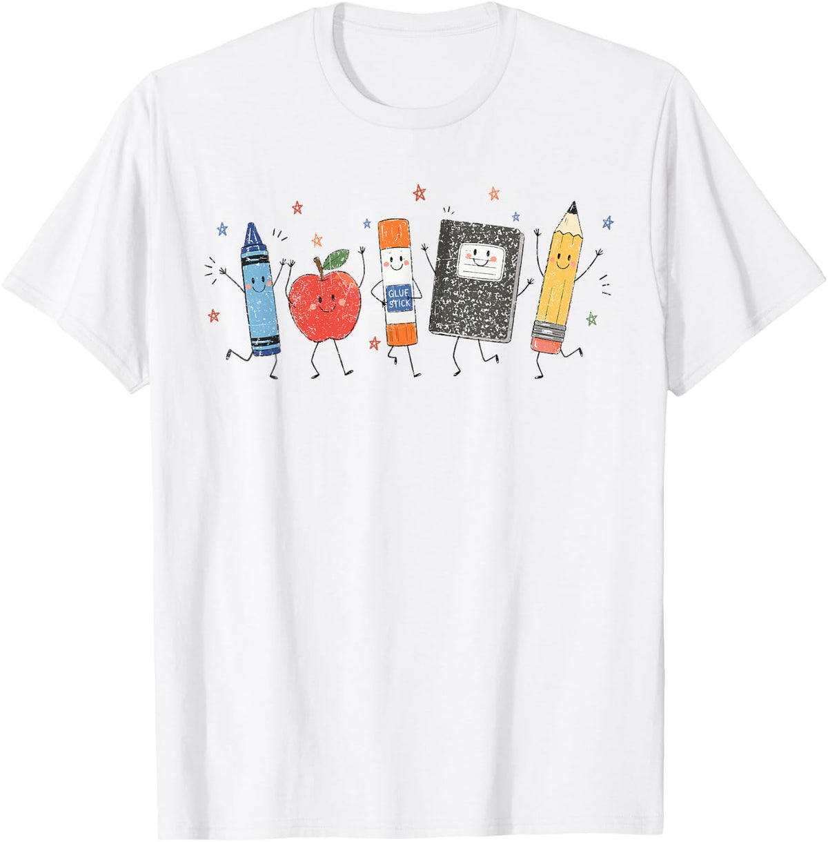 Teacher Back to School Cute School Crayon Apple Pencil T-Shirt