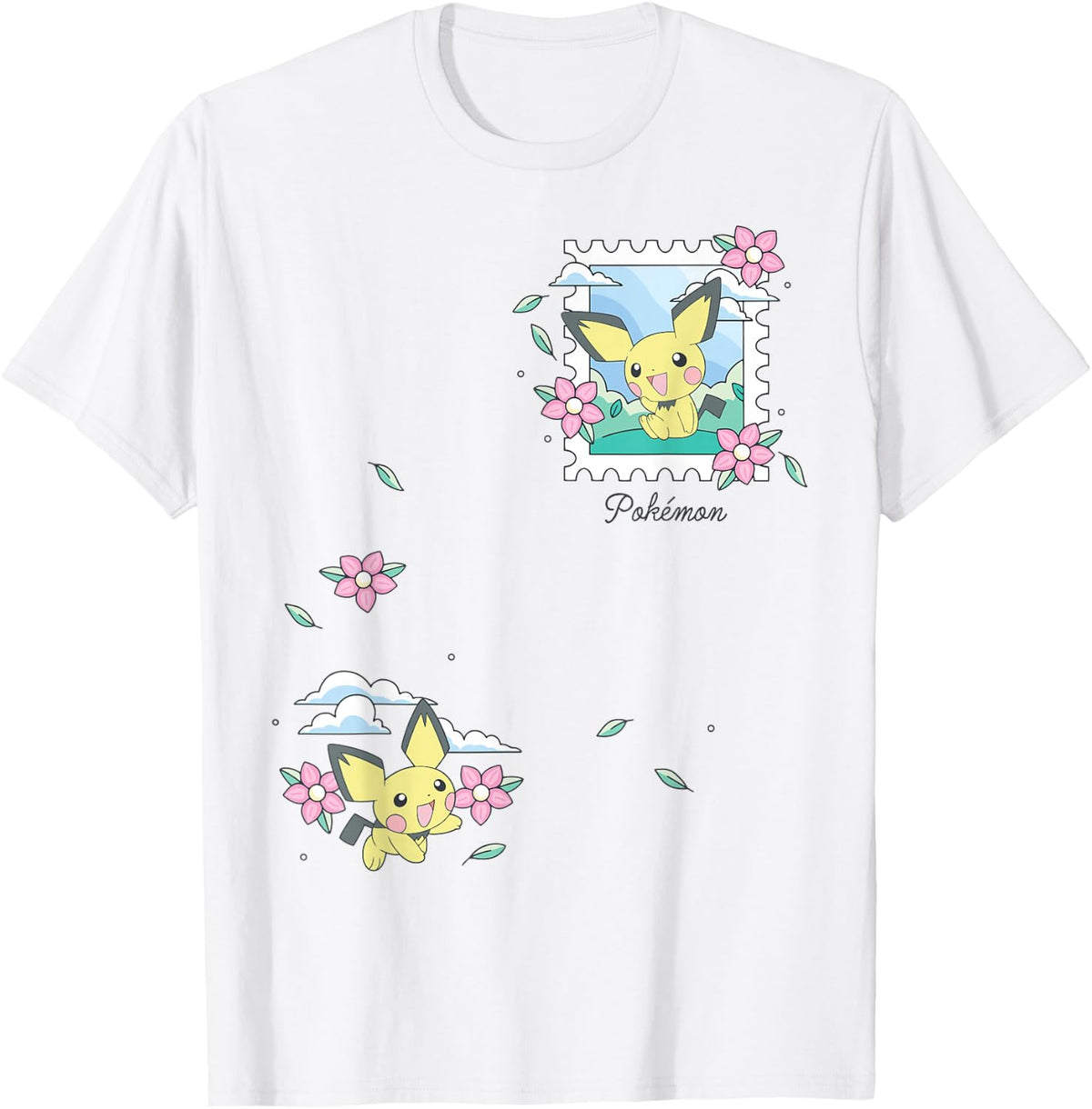 Pichu - Happy Pichu Florals T-Shirt