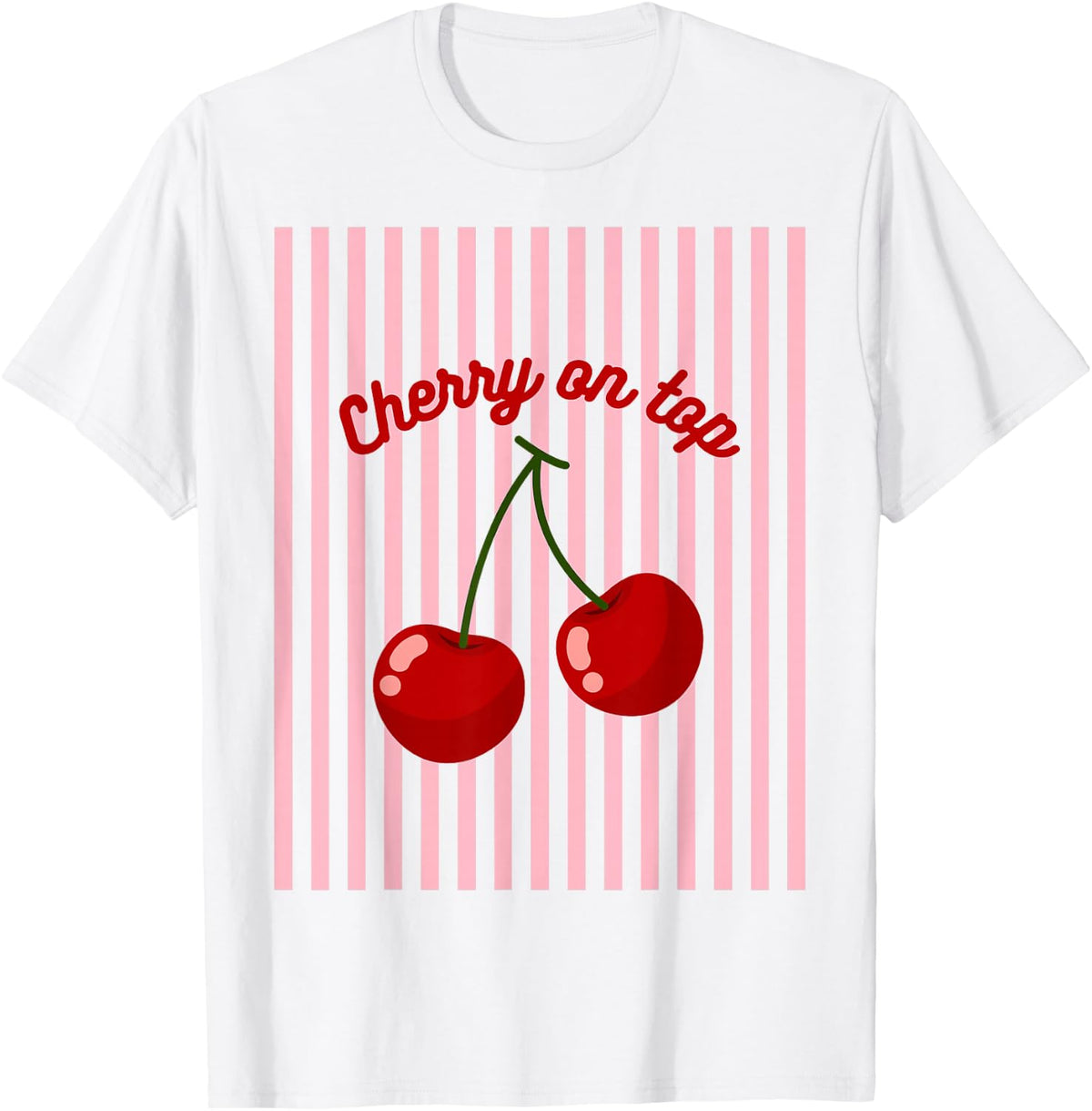 Cherry on top Cherry Pink Striped Cherry Girl Aesthetic T-Shirt