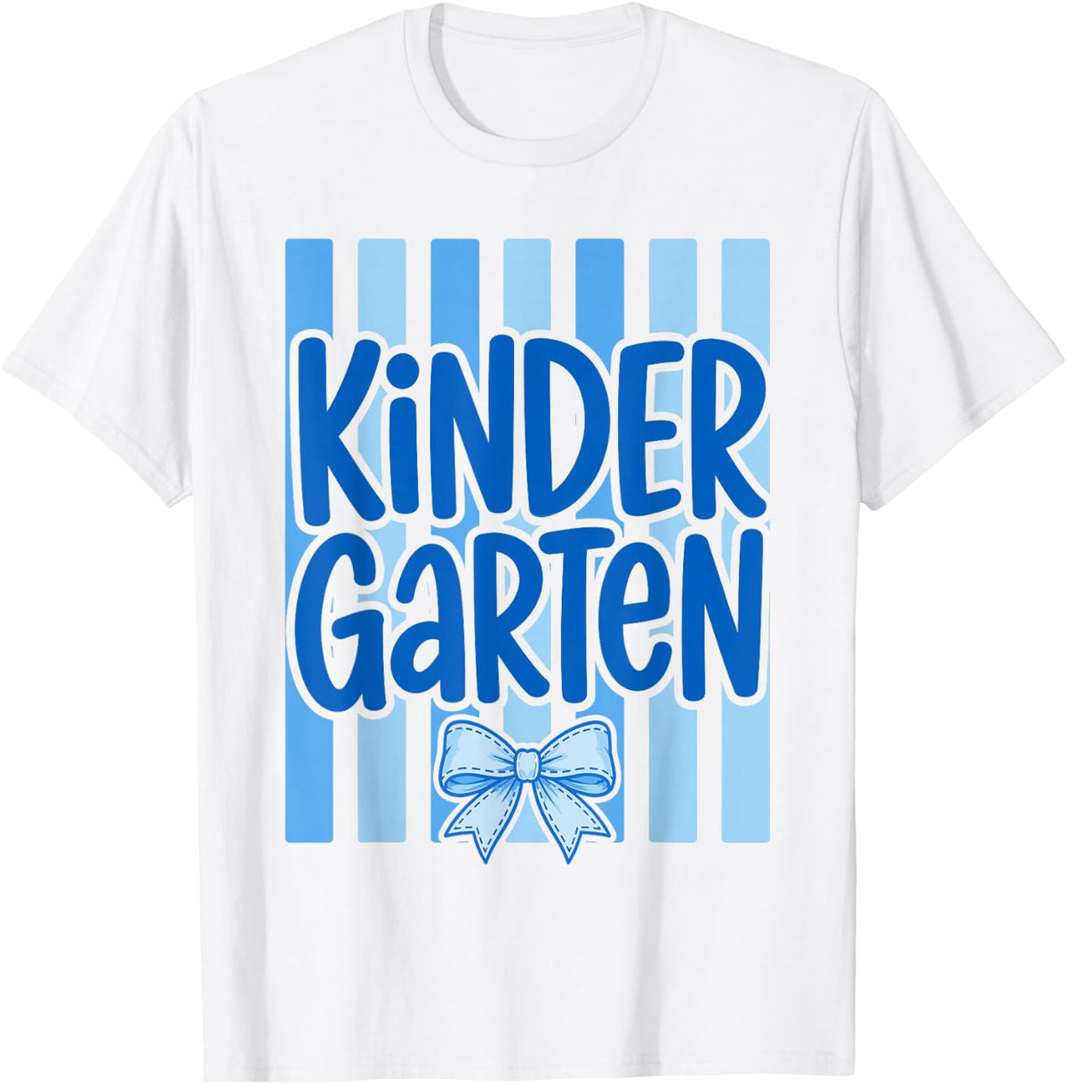Kindergarten Teacher Cute Blue Stripe Back to School Girls T-Shirt