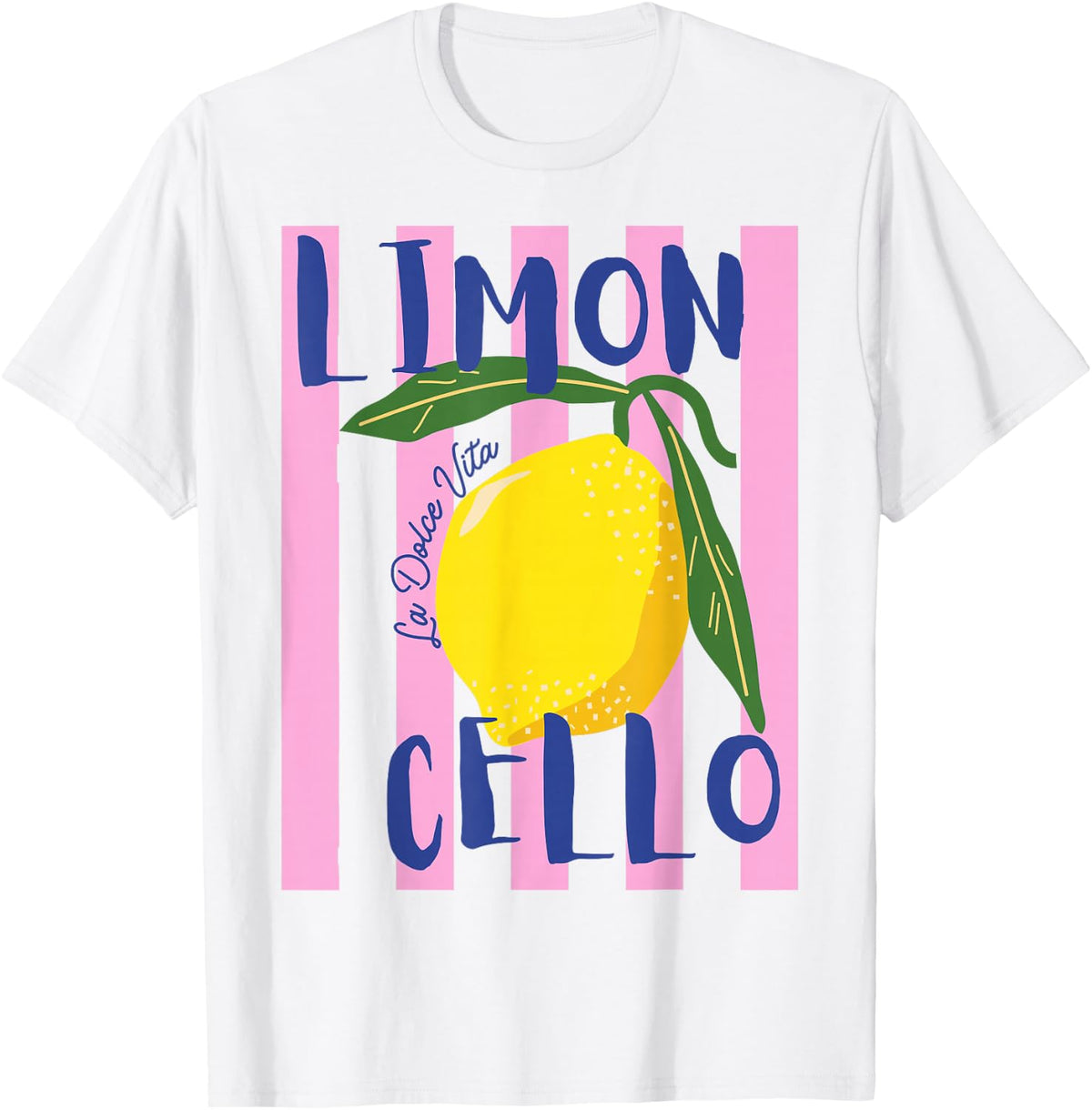 Limoncello la Dolce vita Pink Striped Italian Lemon Summer T-Shirt