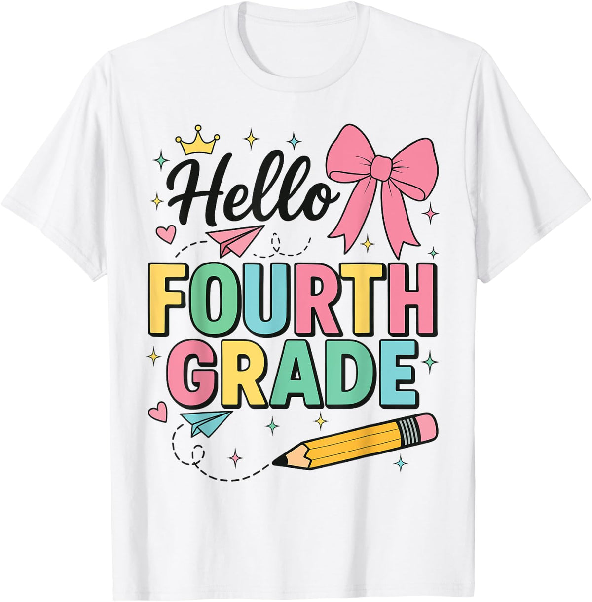 Cute Hello Fourth Grade Back to School Coquette Teacher Girl T-Shirt