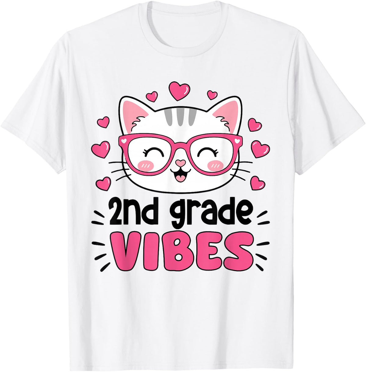 Cute 2nd Grade Vibes Cat Kitten Back to School Girls Kids T-Shirt