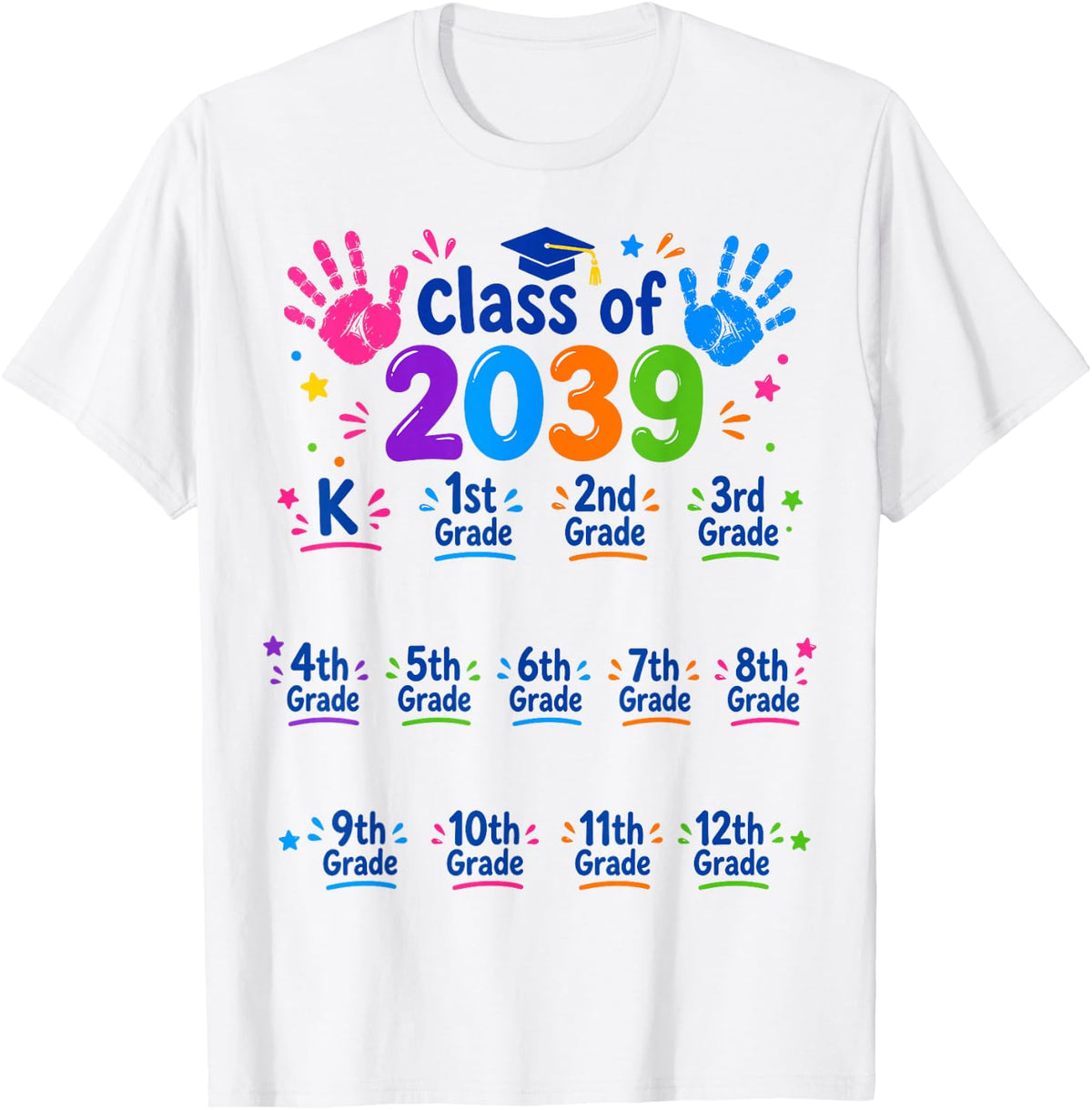 Class of 2039 Grow with Me Kindergarten 12th Grade T-Shirt