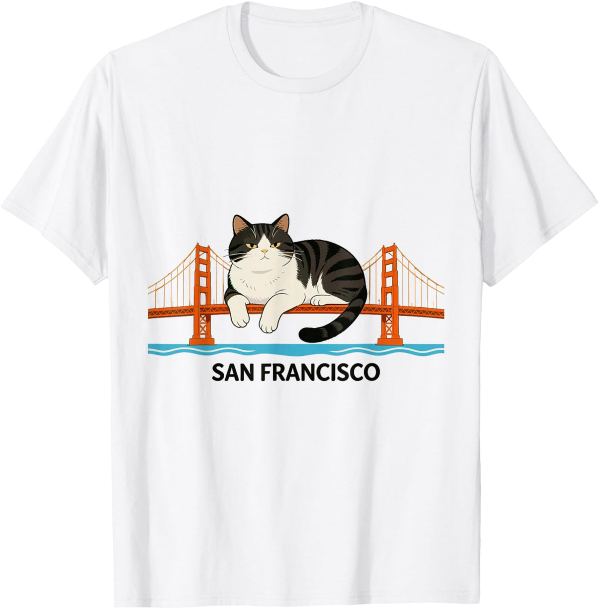 San Francisco Cat Cute Kitty Golden Gate Bridge California T-Shirt