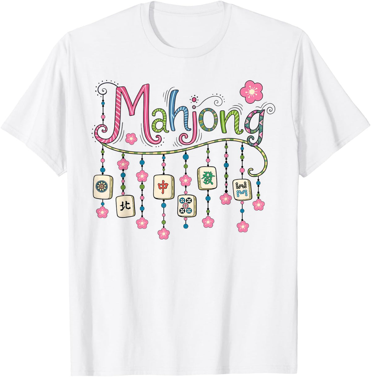 Mahjong Beaded Tiles Funny Mahjong Love Playing Chinese Game T-Shirt