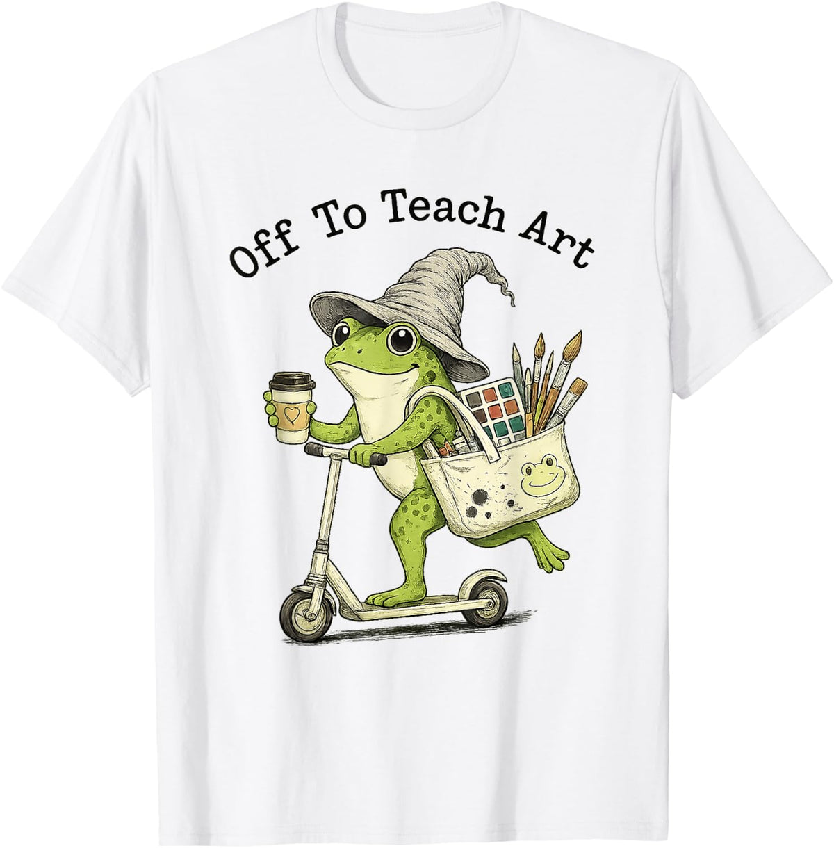 Frog Art Teacher Off to Teach Creative Classroom Painting T-Shirt