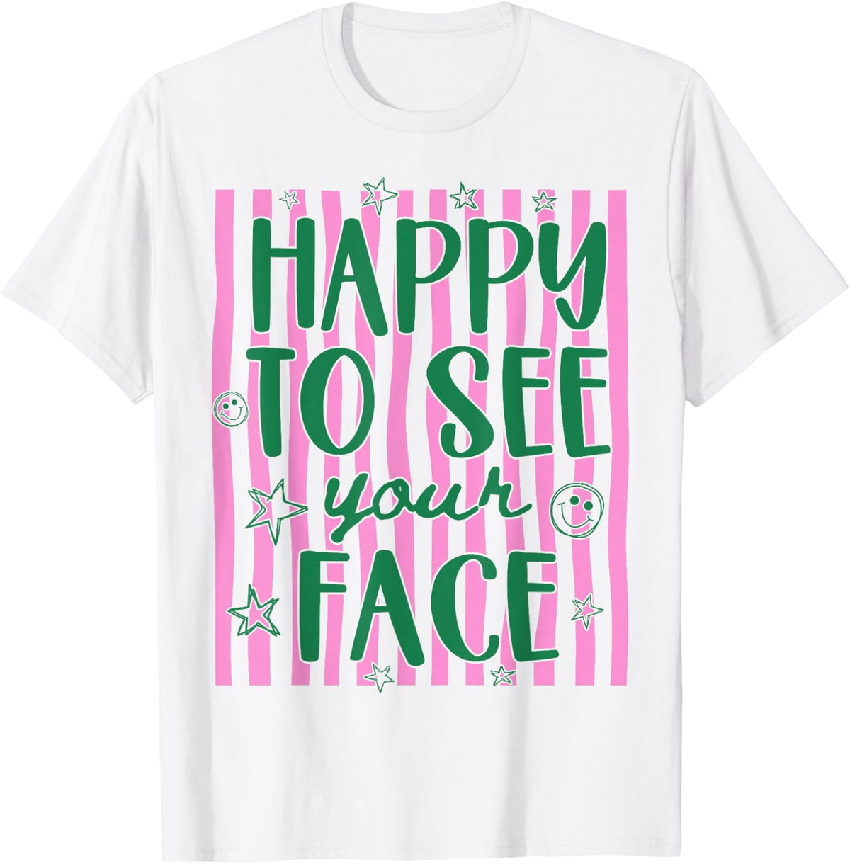 Retro Stripes Teacher Back to School Happy to See Your Face T-Shirt
