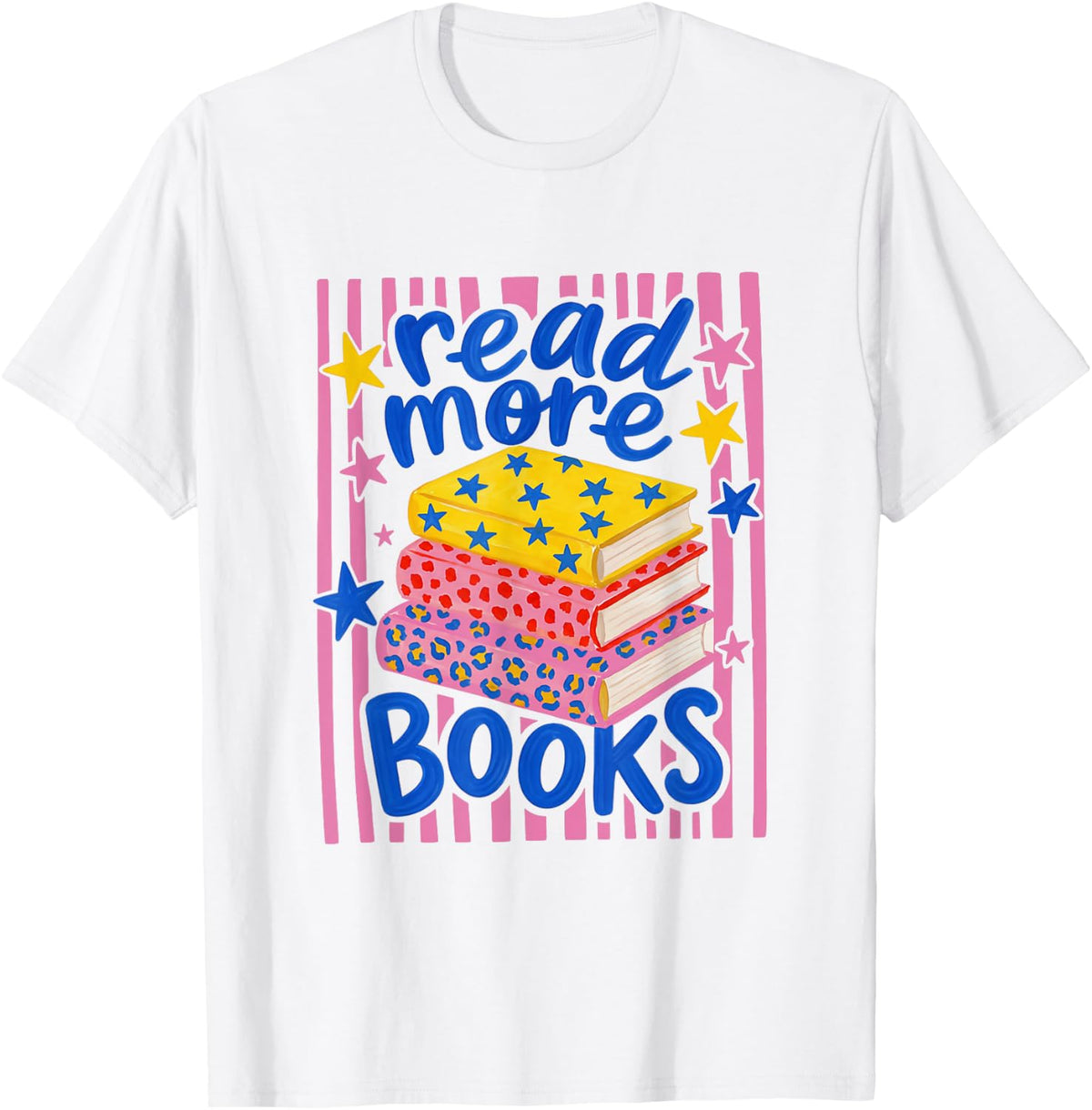 Striped Read More Books Back to School Bookish Librarian T-Shirt