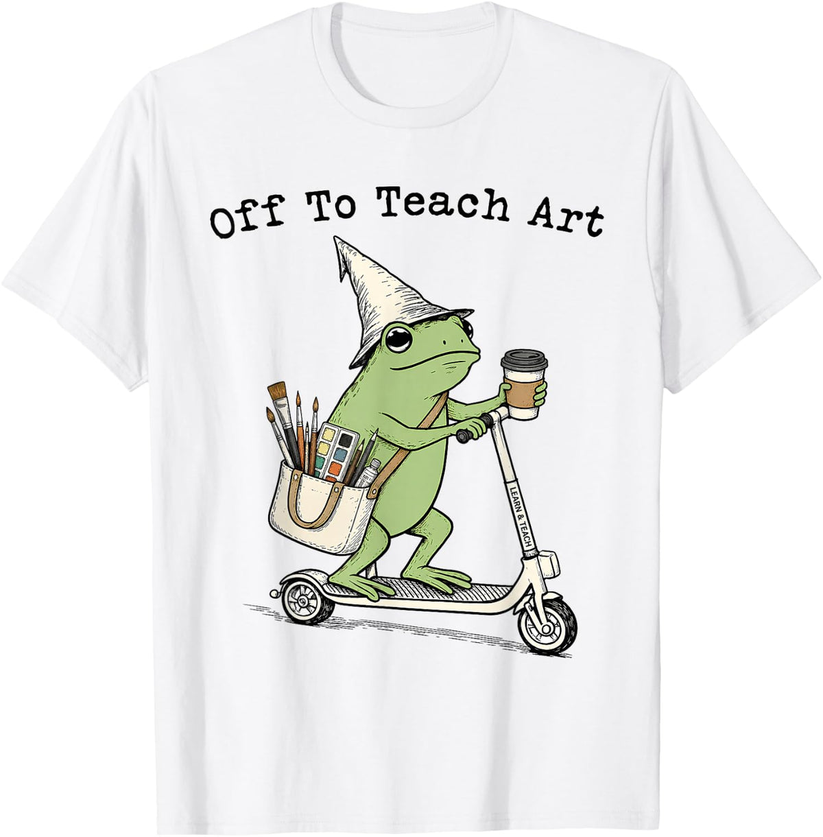 Off to Teach Art Teacher Frog Funny Back to School Drawing T-Shirt