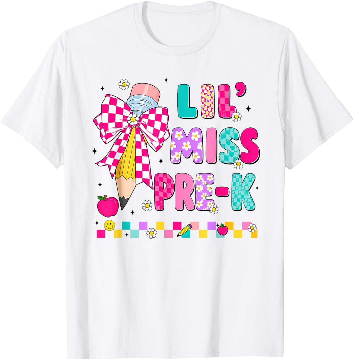 Lil Miss Prek First Day of Pre k Cute Coquette Pencil Girls T-Shirt