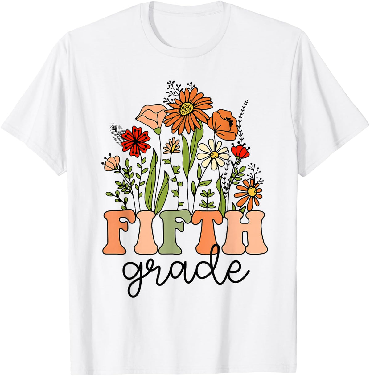 Groovy Fifth Grade Wildflowers Back to School 5th Grade T-Shirt