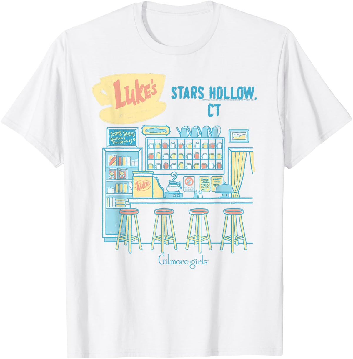 Gilmore Girls Pastel Luke's Counter Sketch TV Show T-Shirt