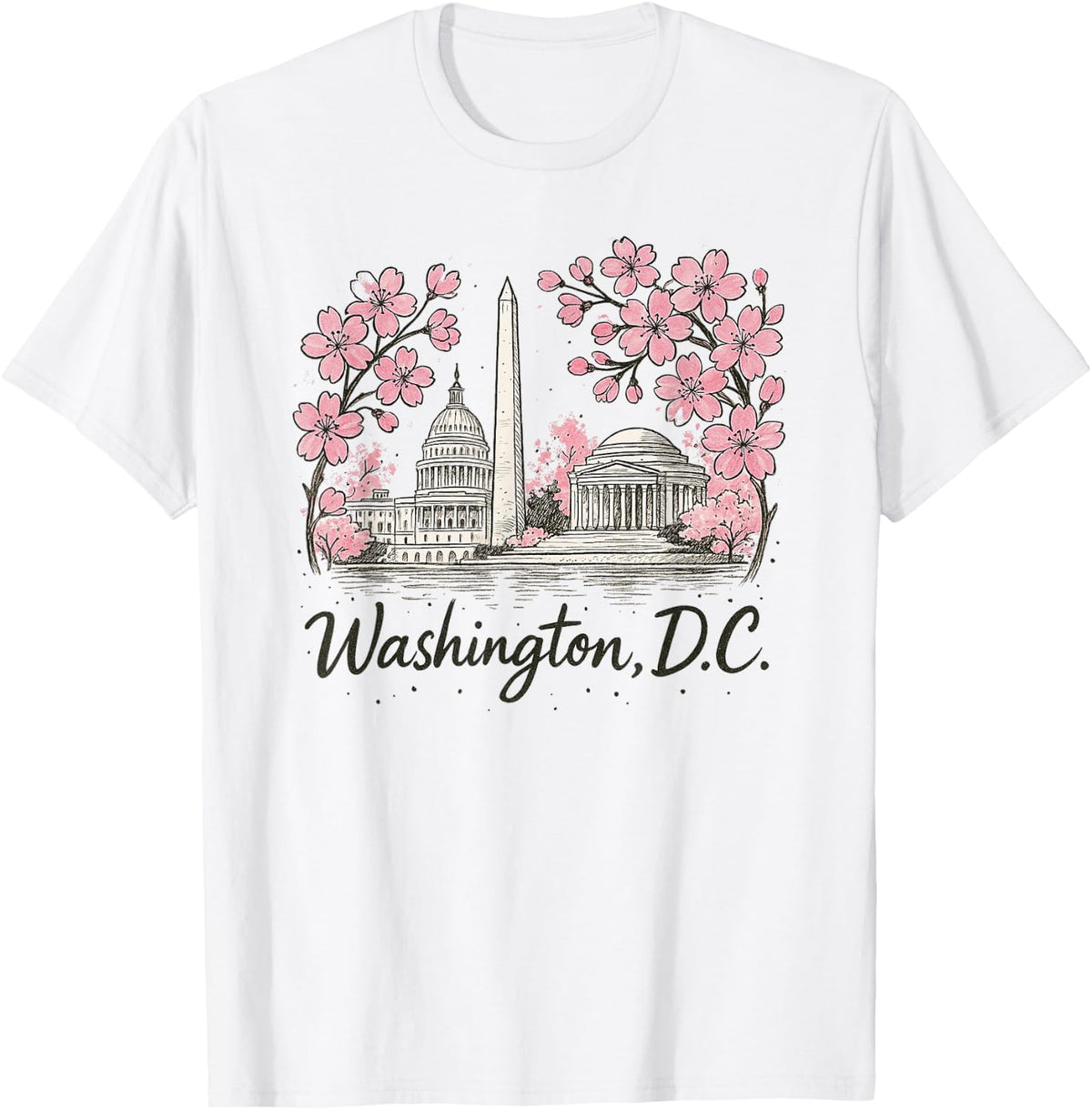 Washington DC Landmarks Cherry Blossoms Souvenir T-Shirt