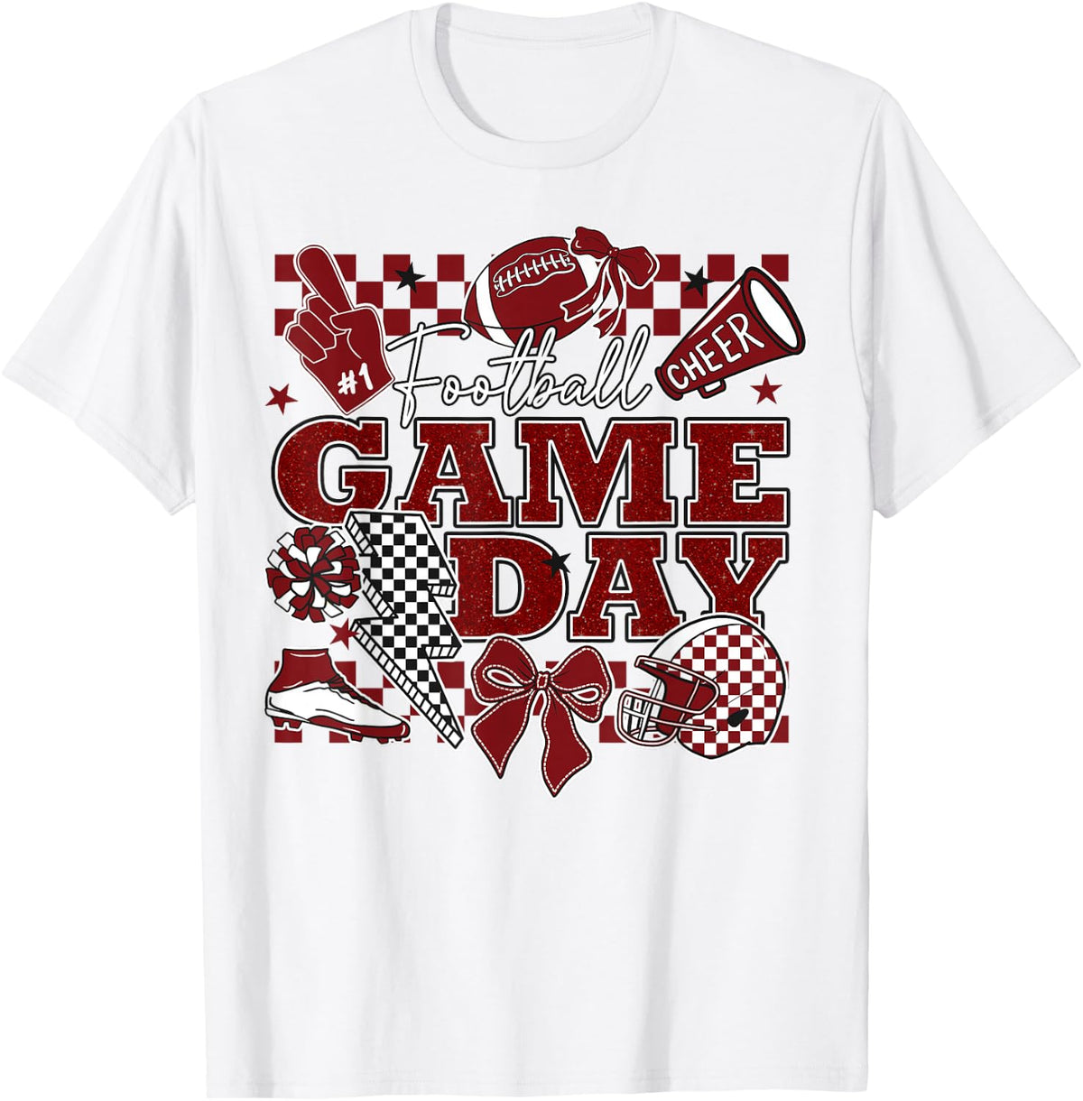 Football Game Day Touchdown Season Cheer Team Spirit Maroon T-Shirt