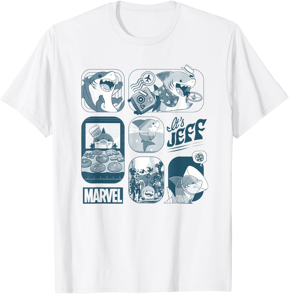 Marvel Rivals Jeff the Shark It's Jeff Comic Panels T-Shirt