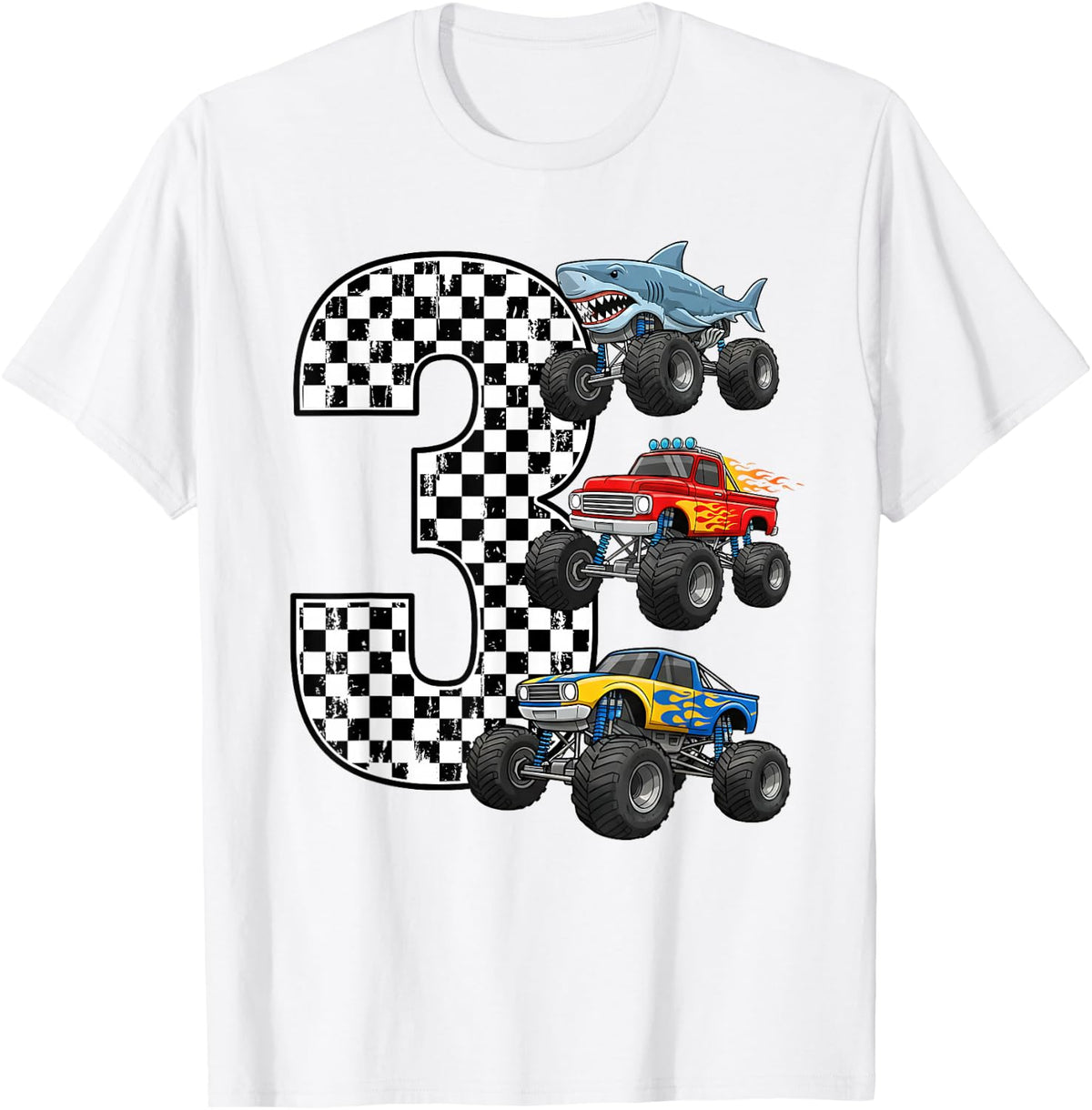 Birthday 3 Year Old Boys 3rd Party Monster Truck T-Shirt