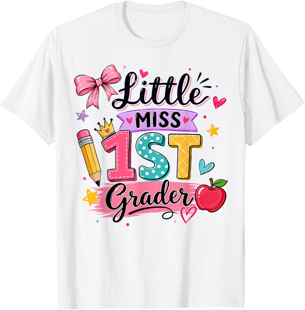 Cute 1st Grader First Day of School First Grade Girls T-Shirt