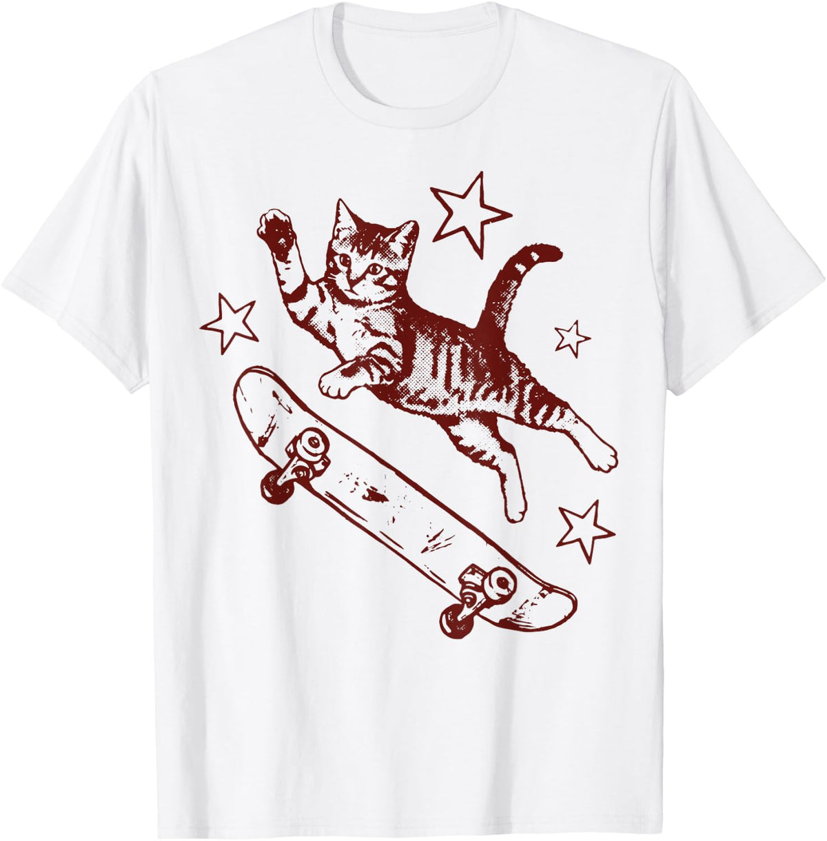 Cat Skateboard 2000s Aesthetic Vintage Graphic T-Shirt