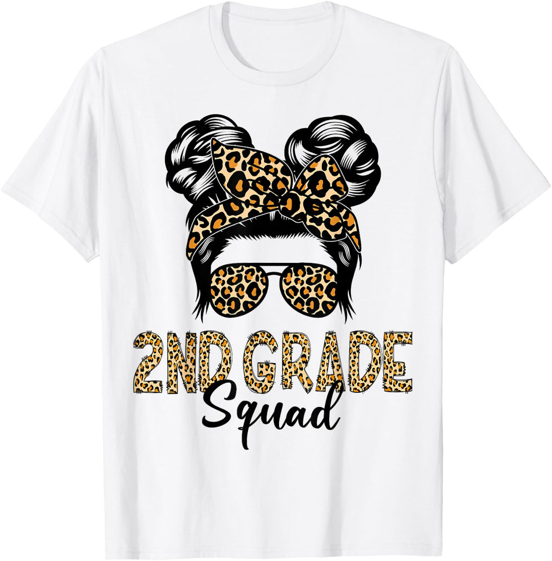 2nd Grade Squad Messy Hair Bun Girl First Day Back to School T-Shirt