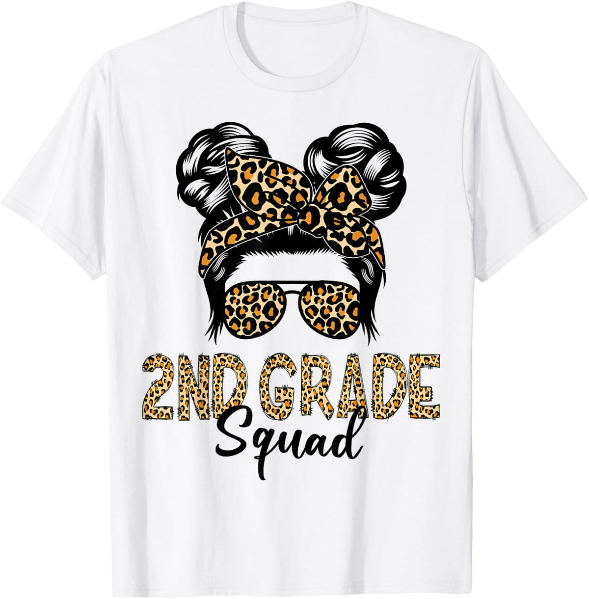 2nd Grade Squad Messy Hair Bun Girl First Day Back to School T-Shirt