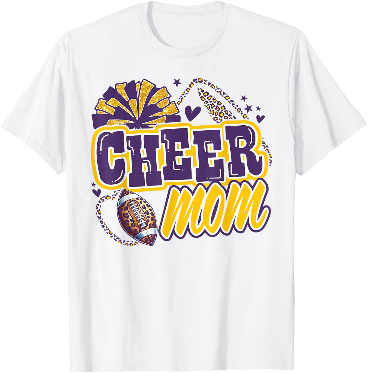 Purple and Gold Cheer Mom Team Game Day Football Cheerleader T-Shirt