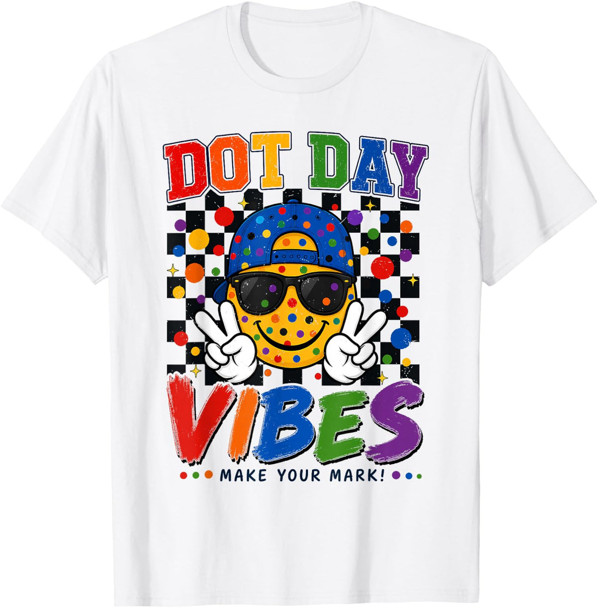 Funny Dot Day Vibes Smile Face Colorful Polka Dot Boy Kids T-Shirt