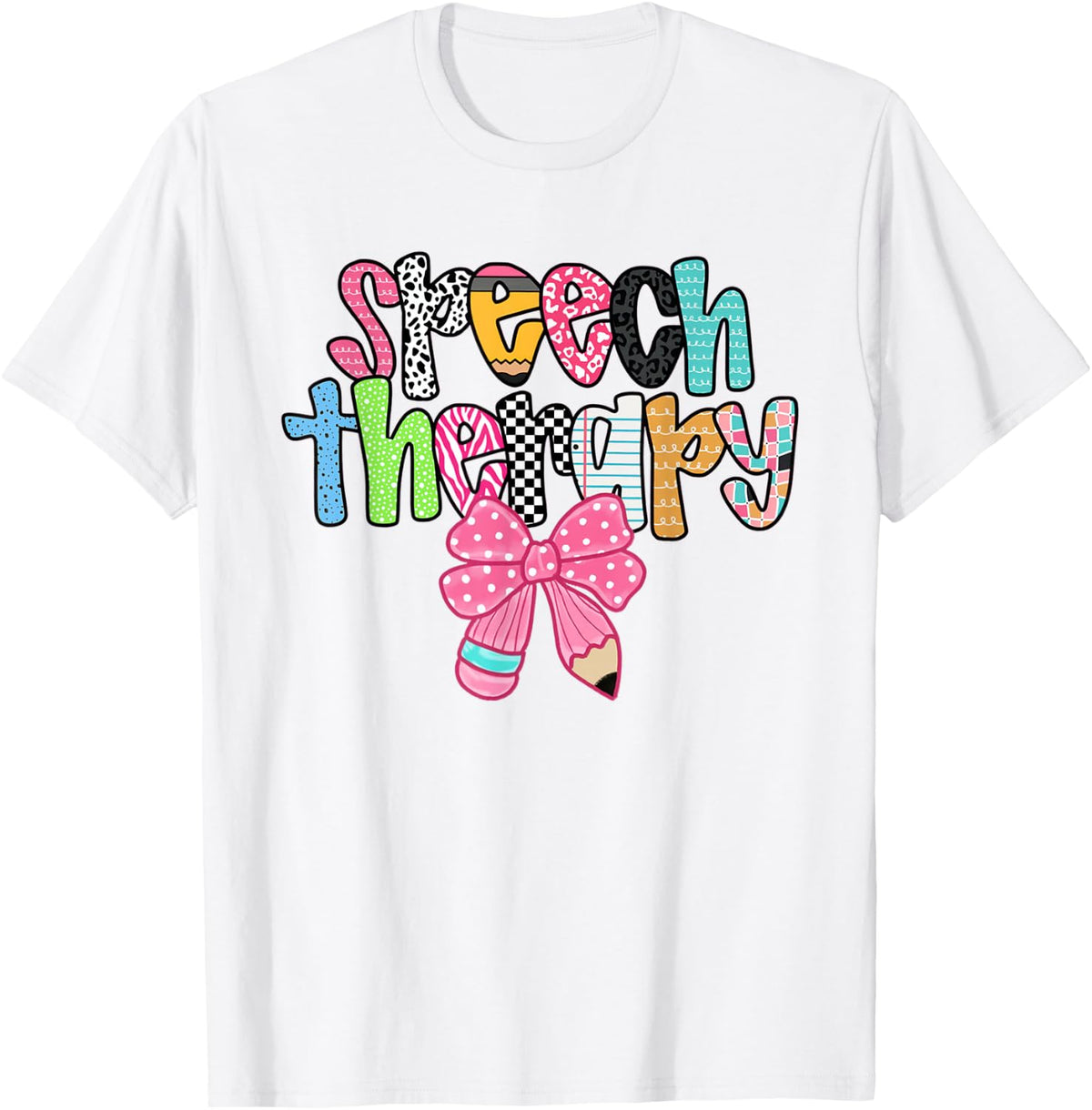 Women Speech Therapy Coquette Bow Pencil Back to School SLP T-Shirt
