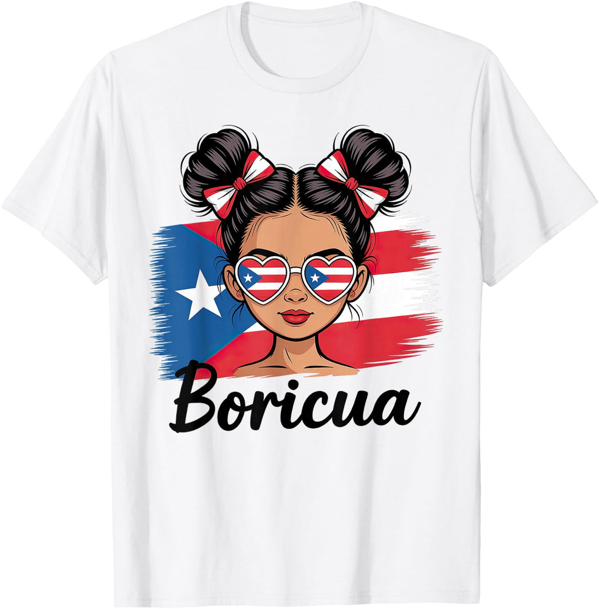 Puerto Rico Hispanic Heritage Messy Bun Puerto Rican Girls Tees T-Shirt