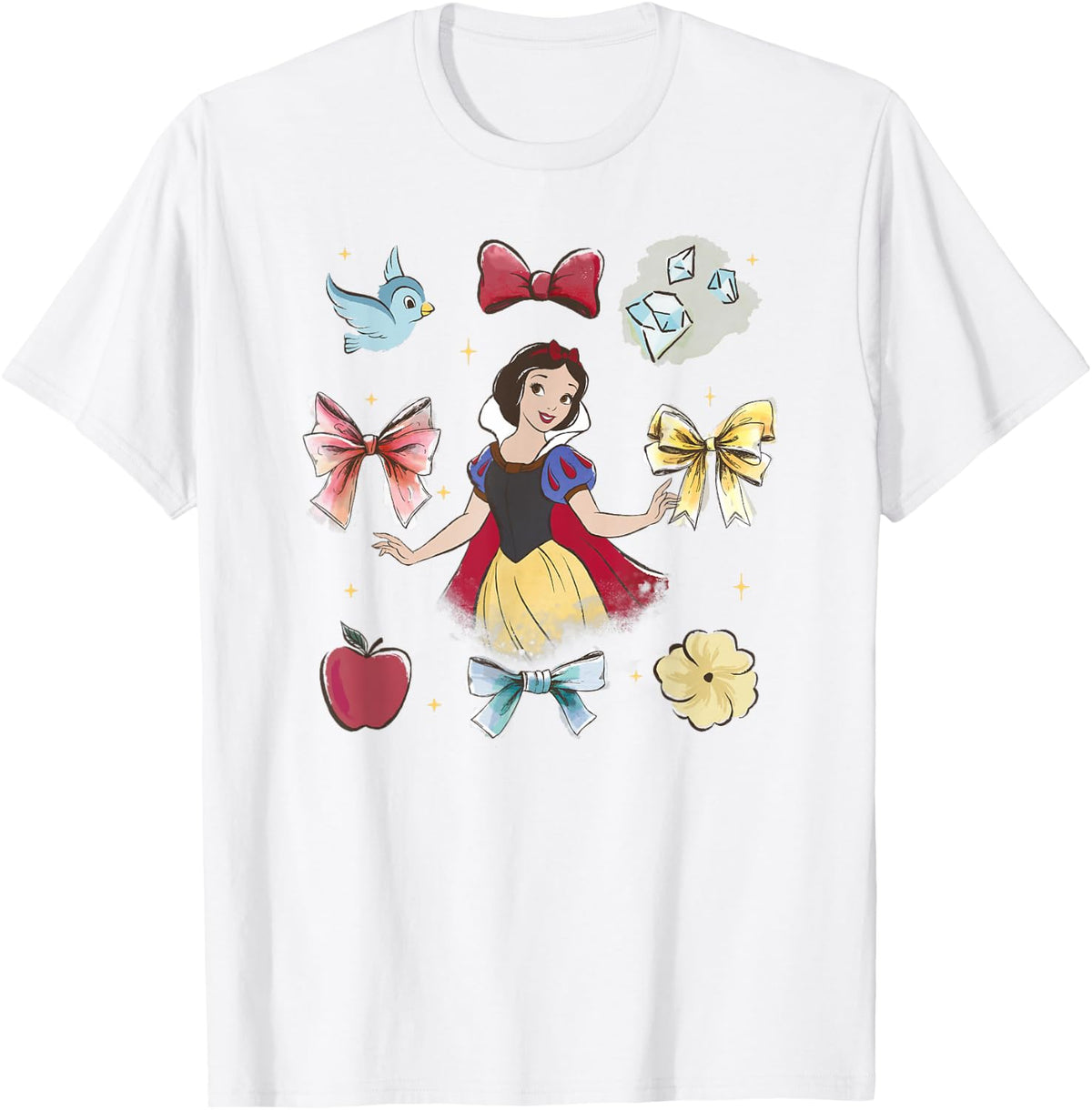 Disney Princess Snow White Beauty Iconic Watercolor Elements T-Shirt