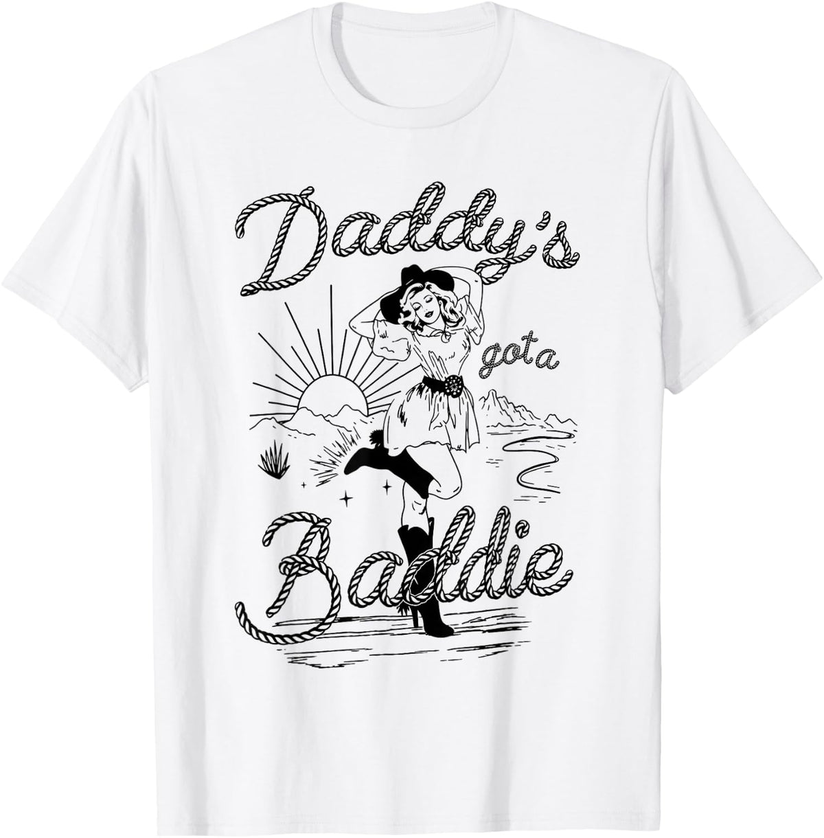 Daddy's Got A Baddie Funny Cowgirl Vintage T-Shirt