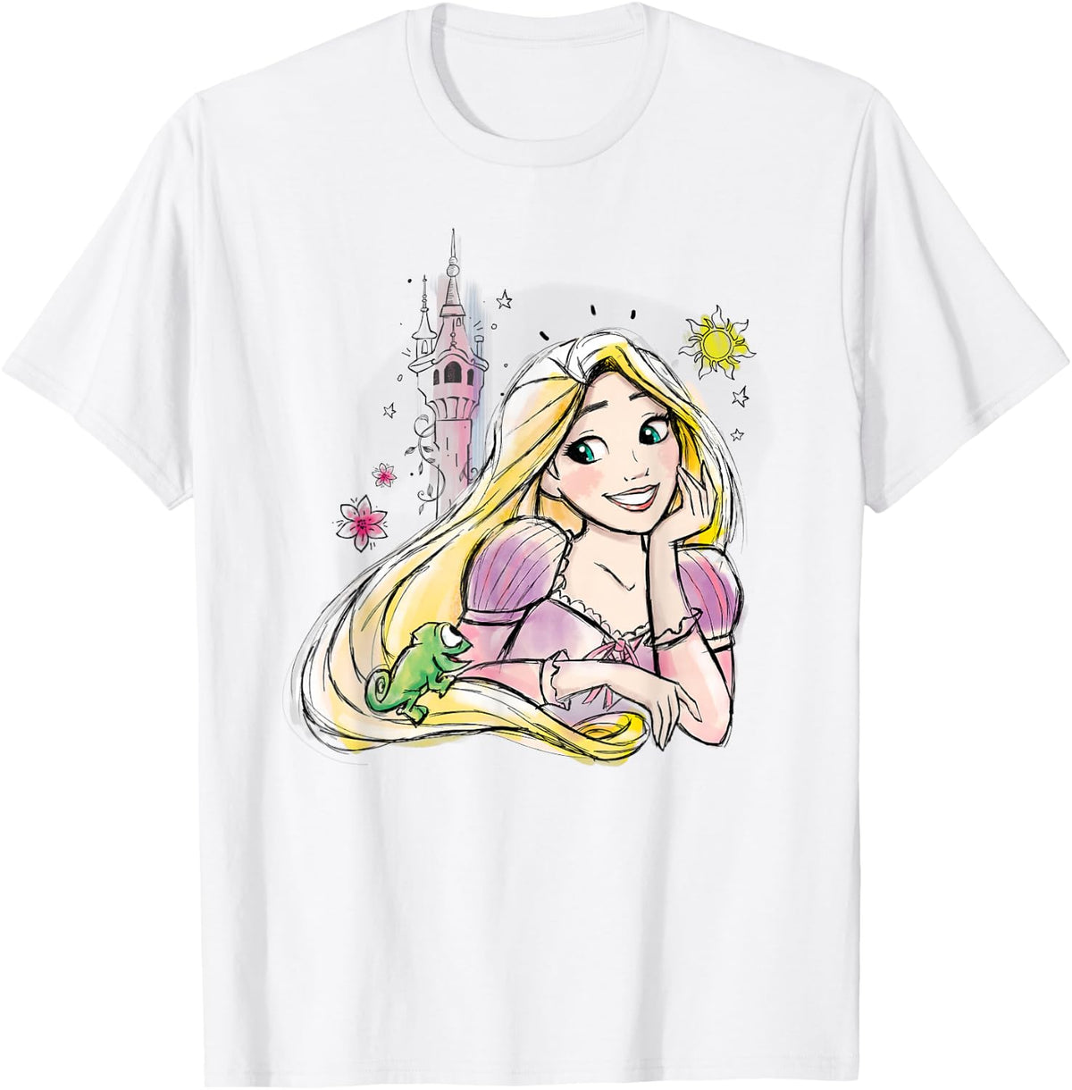Disney Princesses Tangled Rapunzel & Pascal Water Color Art T-Shirt