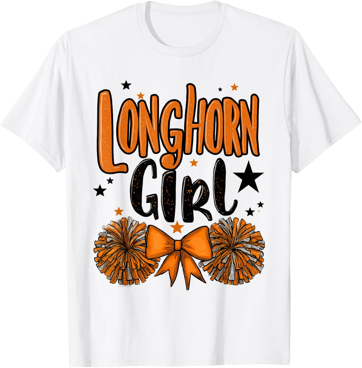 Longhorn Girl Pom-pom Bow Souvenir Gift for Kids Women Teens T-Shirt
