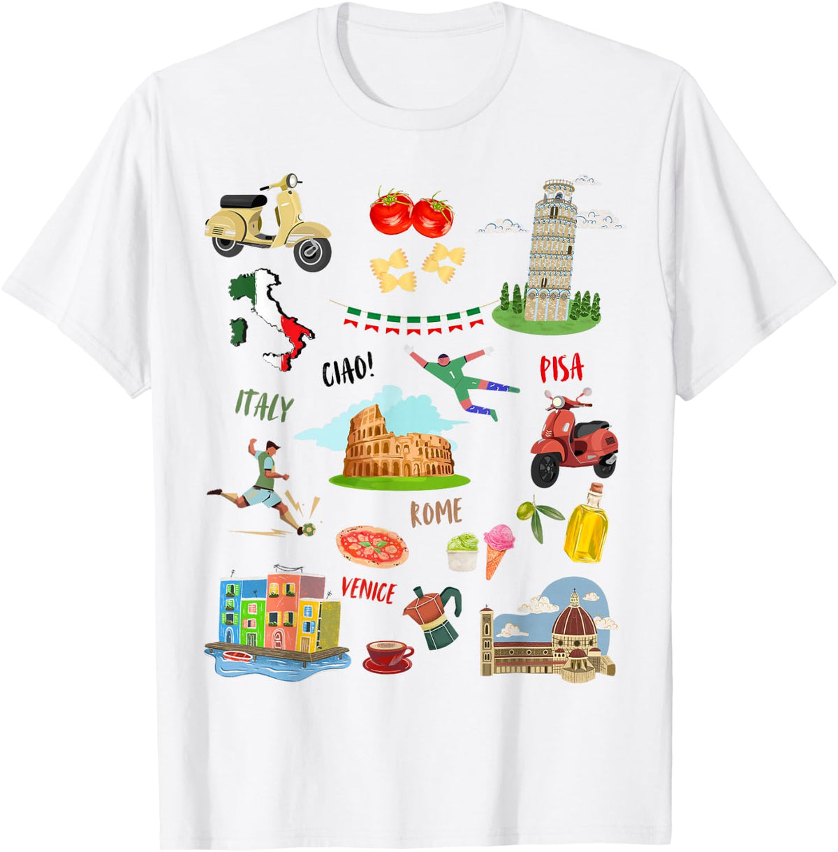 Kids Italy Souvenir Rome Venice Pisa Football Toddlers Boys T-Shirt