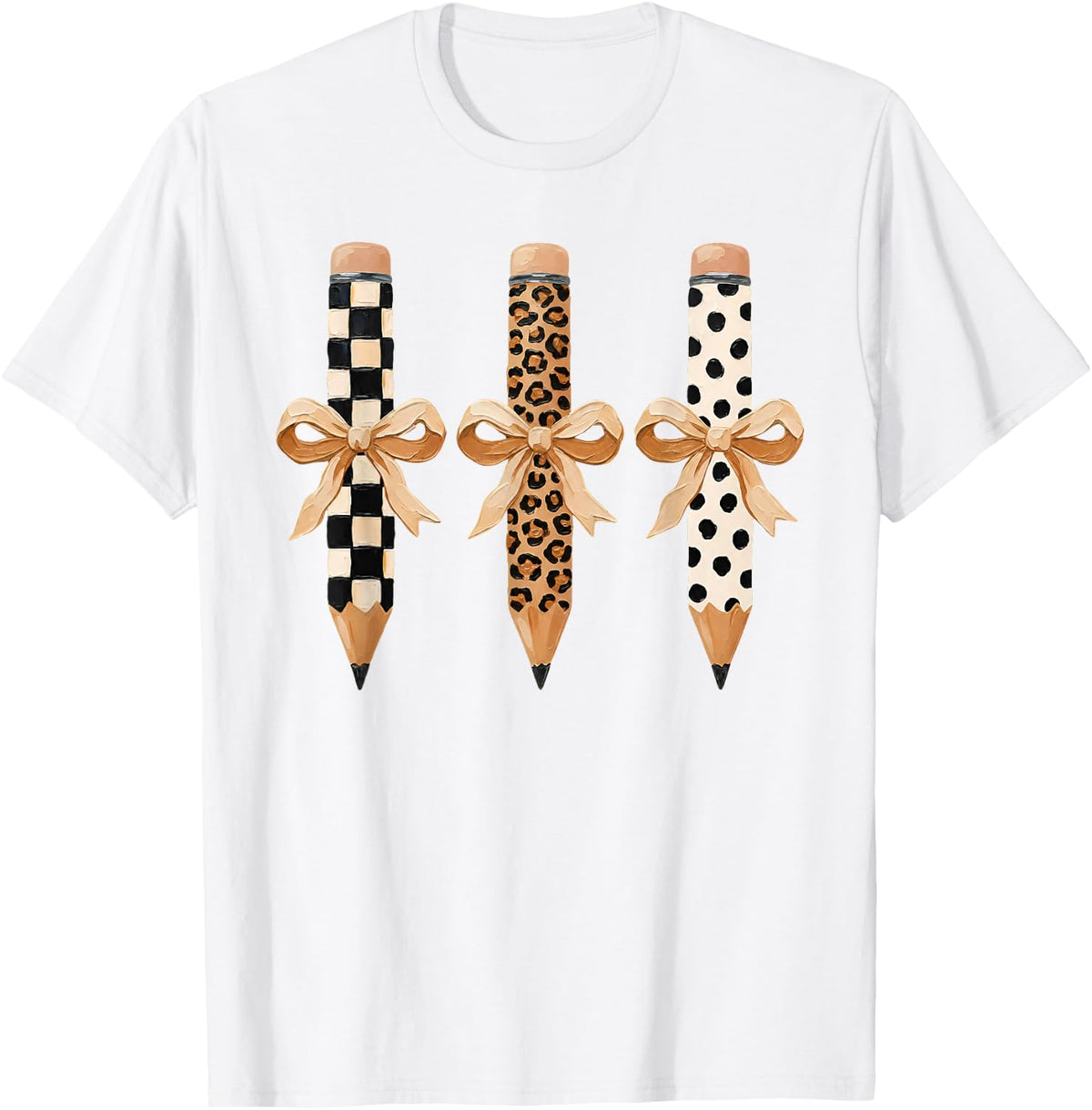 Pencil Coquette Bow Happy First Day of School Back to School T-Shirt