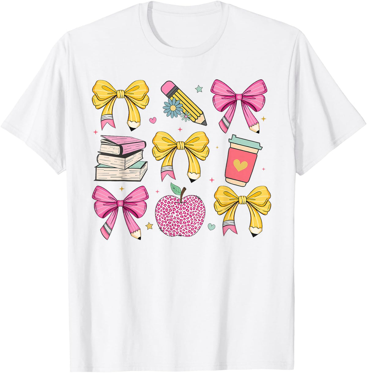 Apple Coquette Bow Books First Day of School Back to School T-Shirt