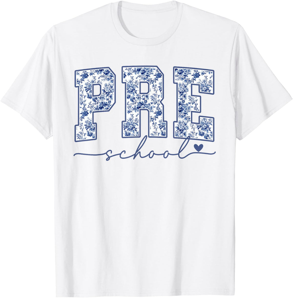 Preschool Blue Floral Back to School Teachers Girls Kids T-Shirt