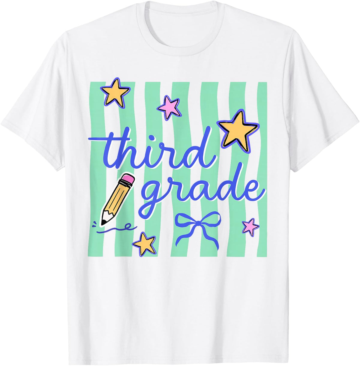 Third Grade Teacher 3rd Grade Preppy Striped Back to School T-Shirt