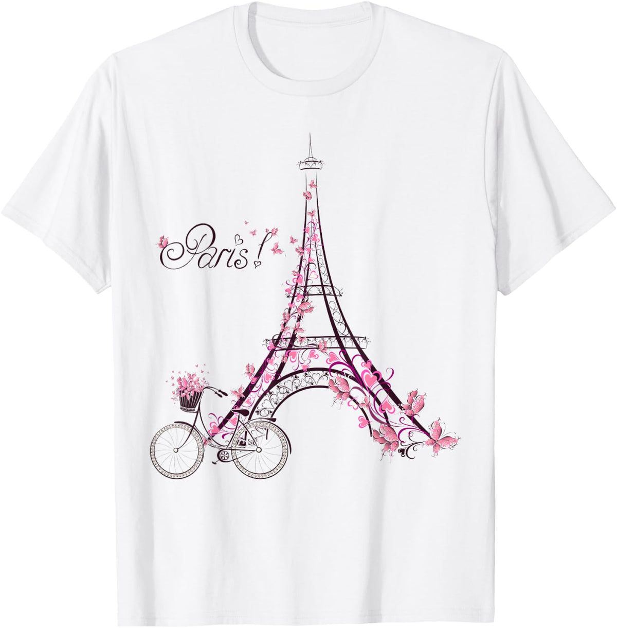 Paris Tour Eiffel Avec Vélo Filles Garçons Voyage Vacances T-Shirt