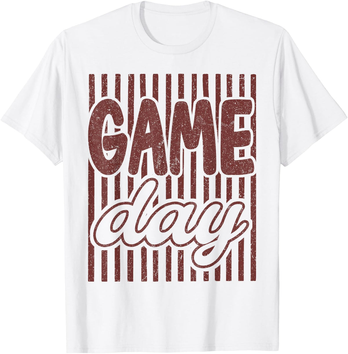 Striped Maroon Game Day Football Touchdown Season T-Shirt