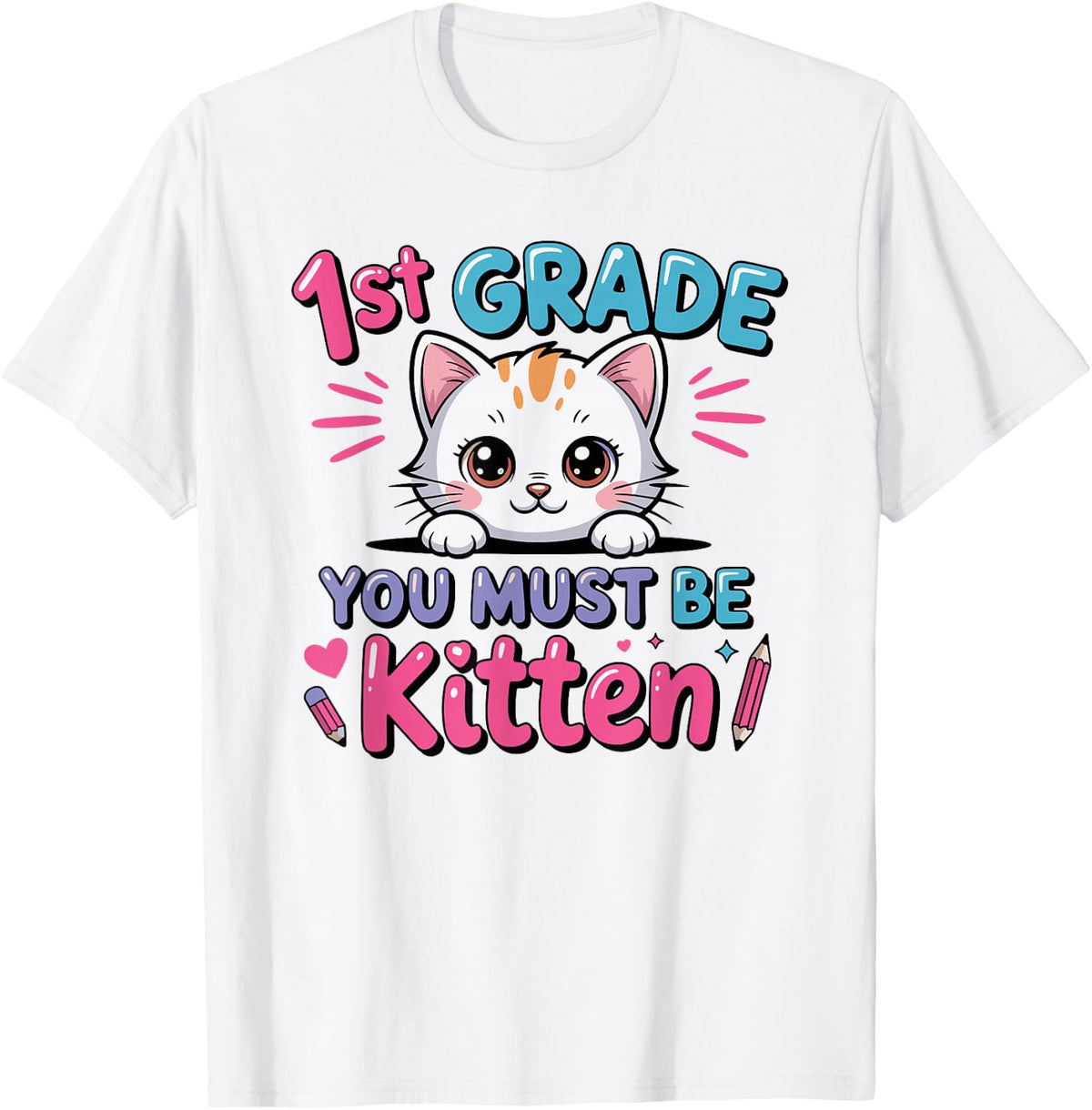 First Day School Kitten Cat Girls Back to School 1st Grade T-Shirt