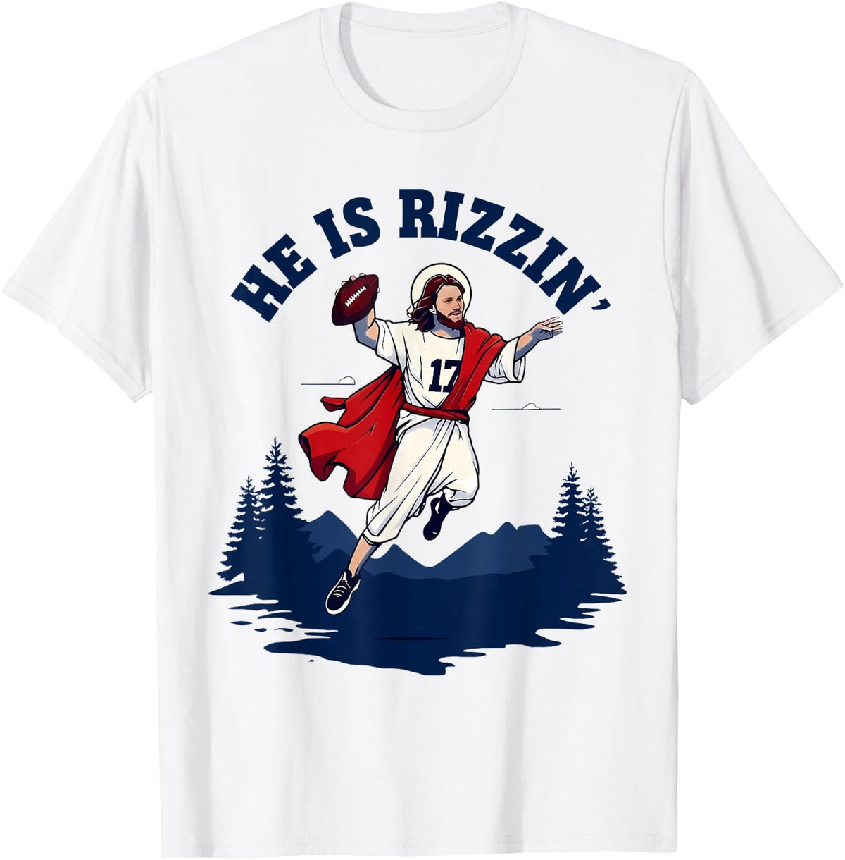 He is Rizzin Jesus Playing Football Game Day Sports Rizz T-Shirt