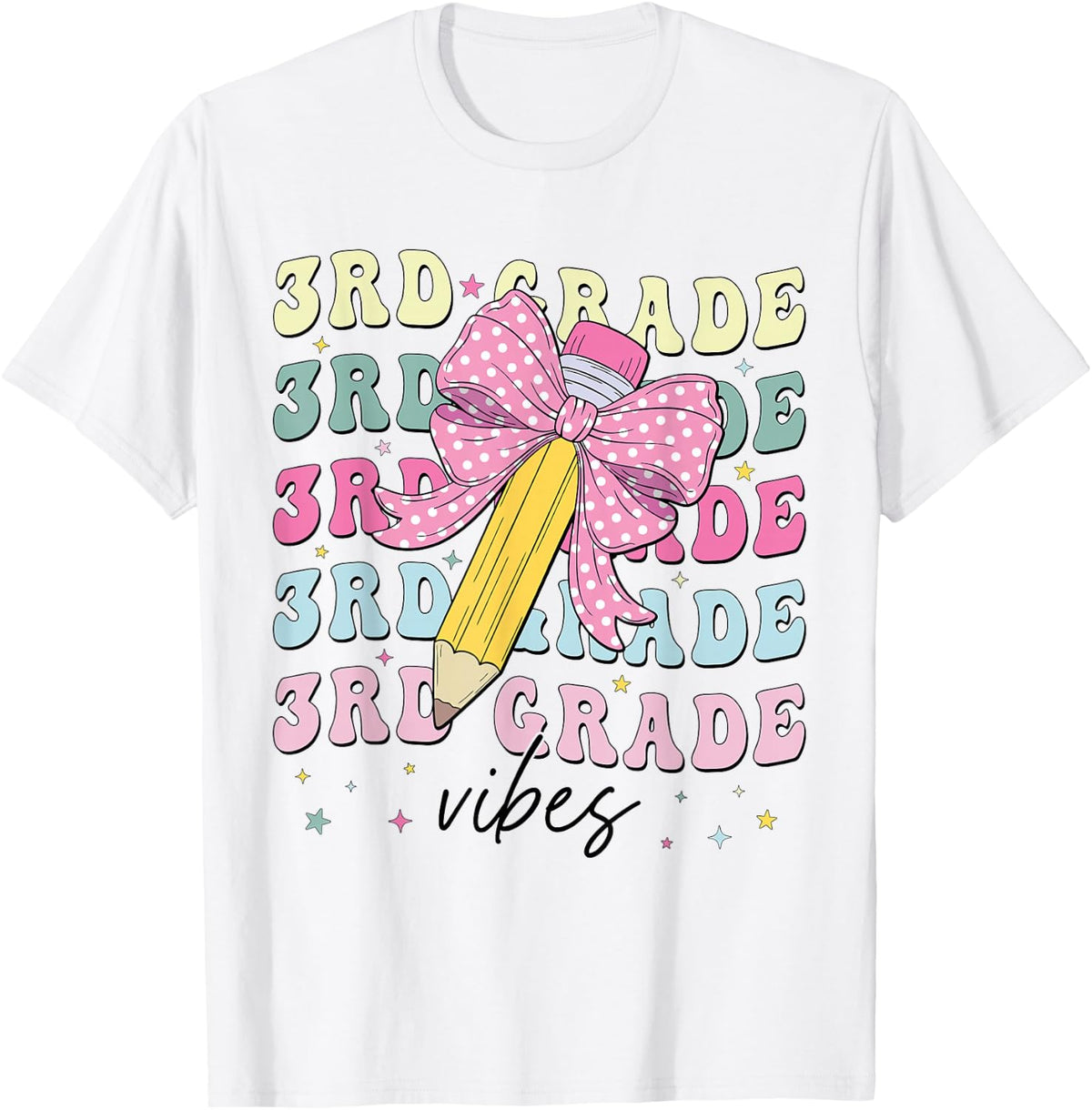 3rd Grade Vibes Girl Coquette Bow Third Grade Back To School T-Shirt