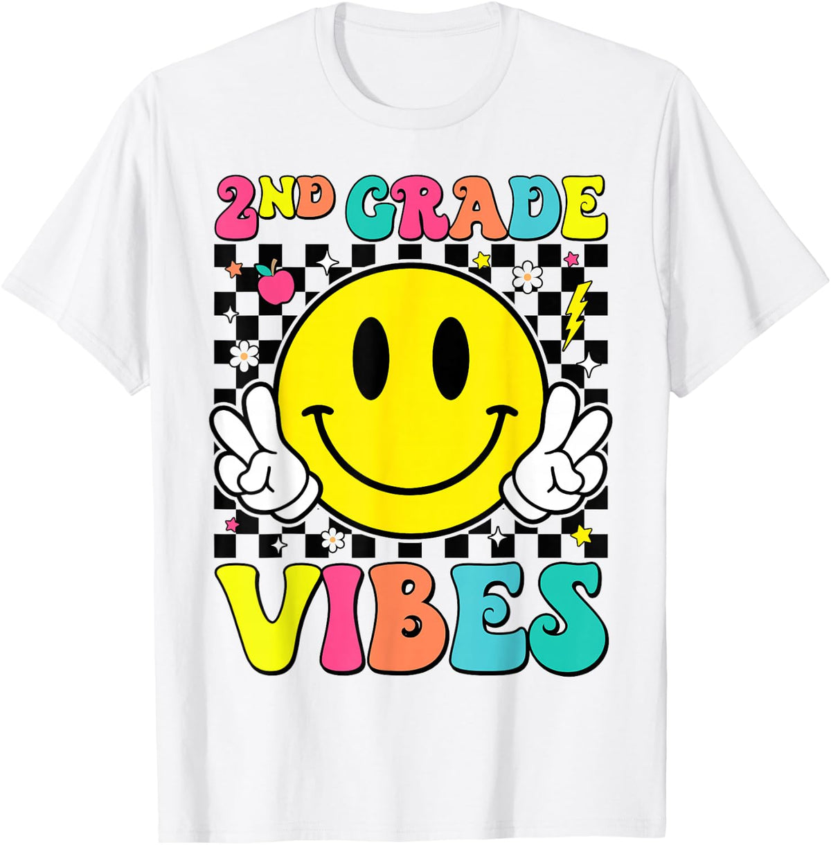 Girls 2nd Grade Vibes Smile Face Back to School Second Grade T-Shirt