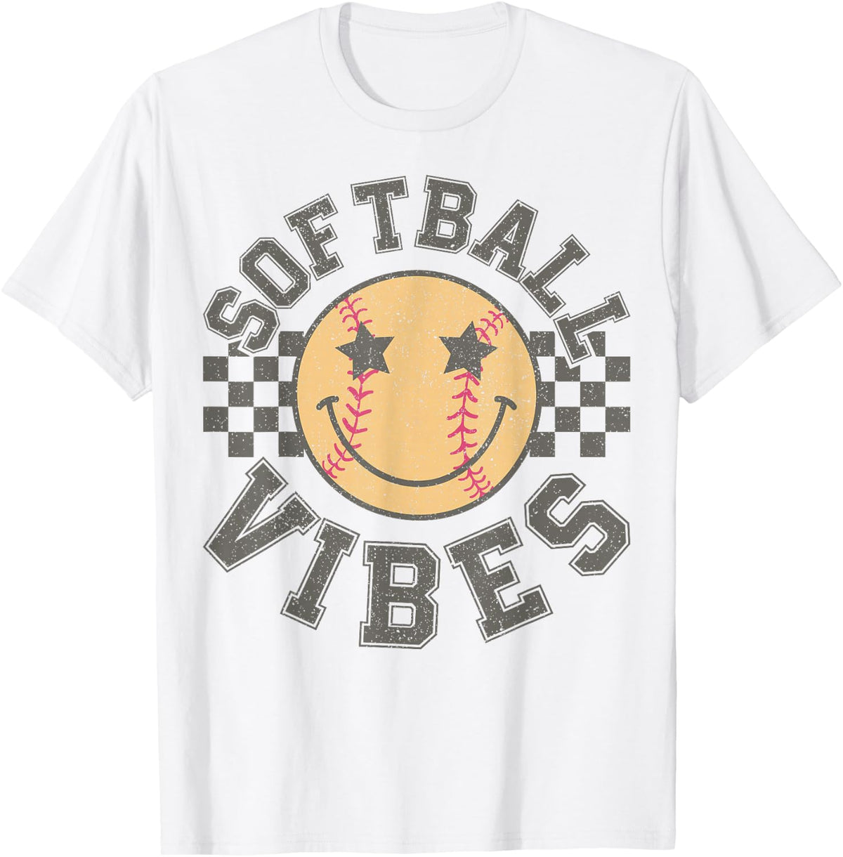 Softball Vibes Softball Retro Groovy Game Day Girls Women T-Shirt