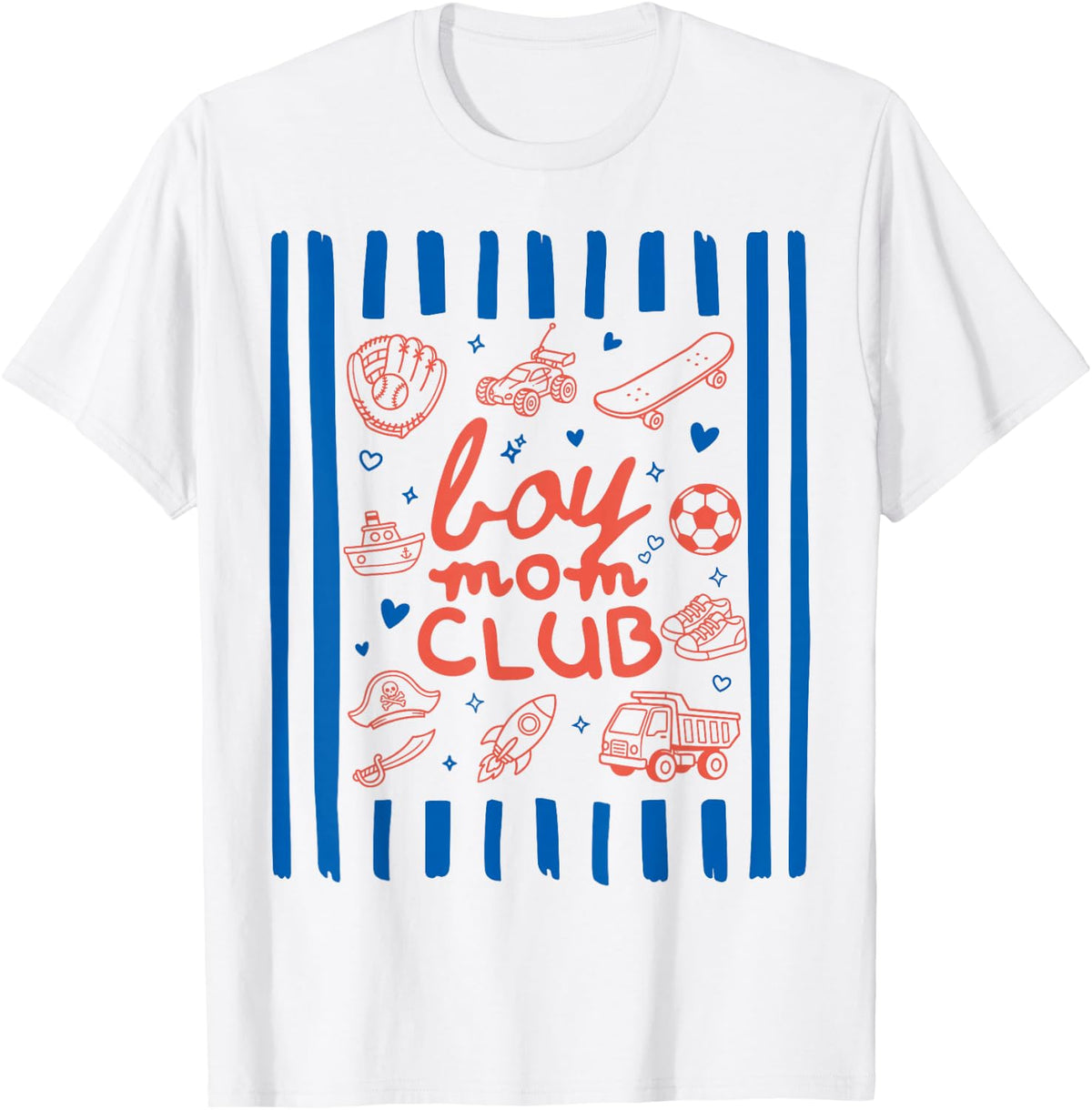 Boy Mom Club Retro Stripes Funny Mom Life Mothers Day T-Shirt